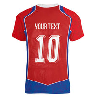 Custom Czechia National Football Women V-Neck T-Shirt Halftone Lion Graphic T90 Style