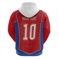 Custom Czechia National Football Zip Hoodie Halftone Lion Graphic T90 Style