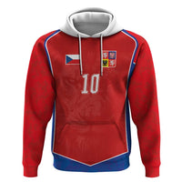 Custom Czechia National Football Zip Hoodie Halftone Lion Graphic T90 Style