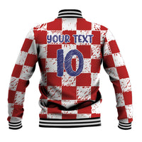 Custom Hrvatska National Football Baseball Jacket Checkerboard Sketch Style