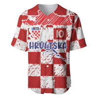 Custom Hrvatska National Football Baseball Jersey Checkerboard Sketch Style