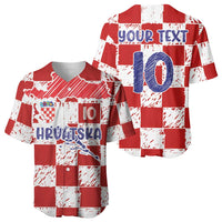 Custom Hrvatska National Football Baseball Jersey Checkerboard Sketch Style