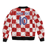 Custom Hrvatska National Football Bomber Jacket Checkerboard Sketch Style