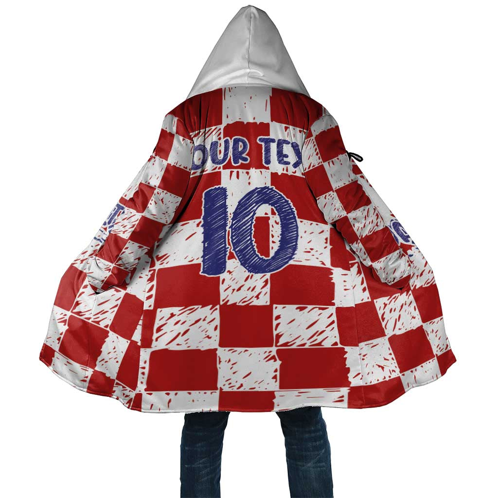 Custom Hrvatska National Football Cloak Checkerboard Sketch Style