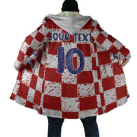 Custom Hrvatska National Football Cloak Checkerboard Sketch Style
