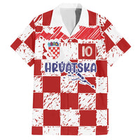Custom Hrvatska National Football Hawaiian Shirt Checkerboard Sketch Style