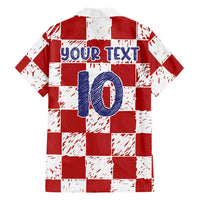 Custom Hrvatska National Football Hawaiian Shirt Checkerboard Sketch Style
