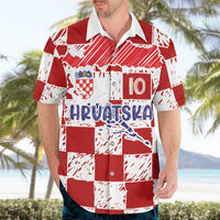 Custom Hrvatska National Football Hawaiian Shirt Checkerboard Sketch Style