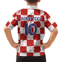 Custom Hrvatska National Football Hawaiian Shirt Checkerboard Sketch Style