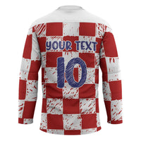 Custom Hrvatska National Football Hockey Jersey Checkerboard Sketch Style