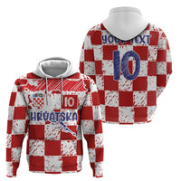 Custom Hrvatska National Football Hoodie Checkerboard Sketch Style