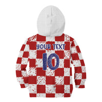 Custom Hrvatska National Football Kid Hoodie Checkerboard Sketch Style