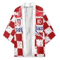 Custom Hrvatska National Football Kimono Checkerboard Sketch Style