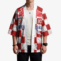 Custom Hrvatska National Football Kimono Checkerboard Sketch Style