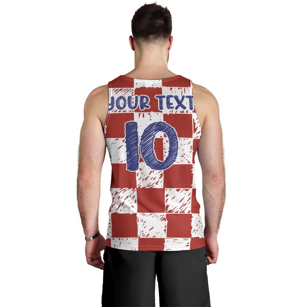 Custom Hrvatska National Football Men Tank Top Checkerboard Sketch Style