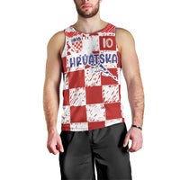 Custom Hrvatska National Football Men Tank Top Checkerboard Sketch Style