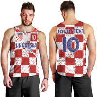 Custom Hrvatska National Football Men Tank Top Checkerboard Sketch Style