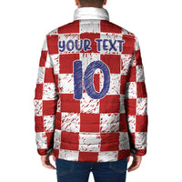 Custom Hrvatska National Football Padded Jacket Checkerboard Sketch Style