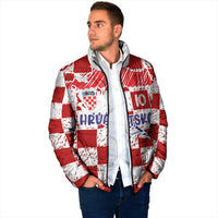 Custom Hrvatska National Football Padded Jacket Checkerboard Sketch Style