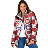 Custom Hrvatska National Football Padded Jacket Checkerboard Sketch Style