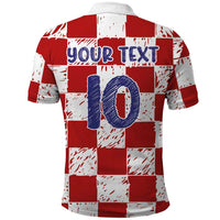 Custom Hrvatska National Football Polo Shirt Checkerboard Sketch Style