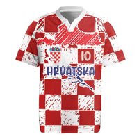Custom Hrvatska National Football Rugby Jersey Checkerboard Sketch Style