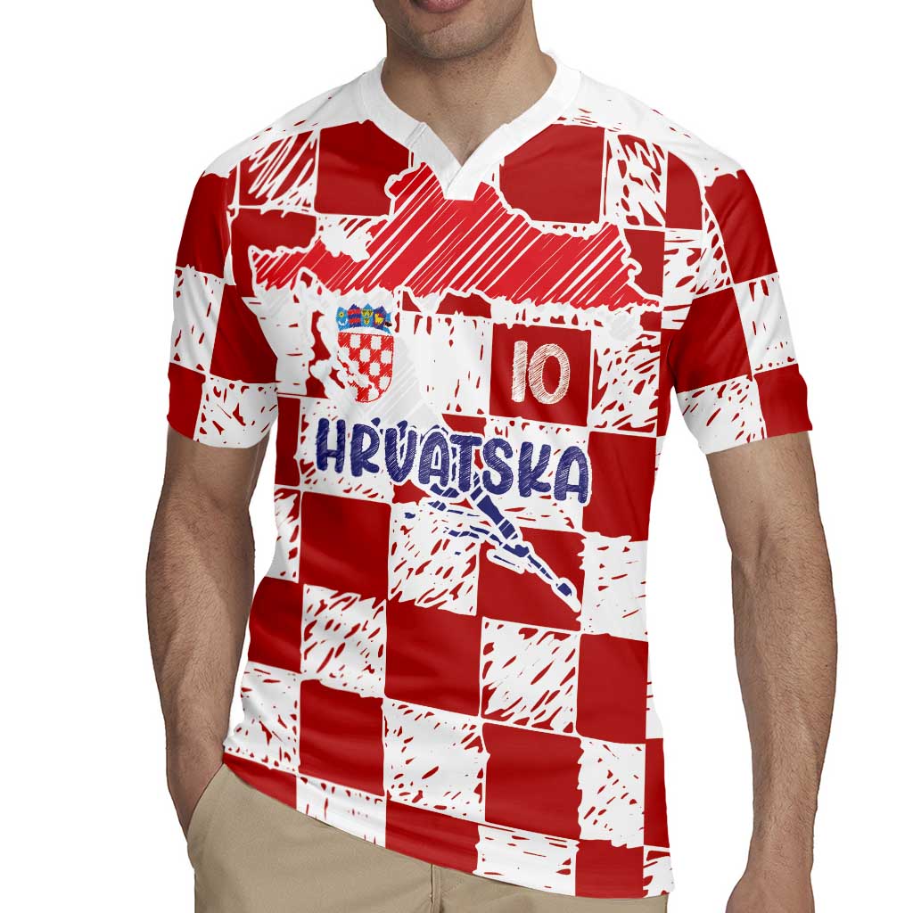 Custom Hrvatska National Football Rugby Jersey Checkerboard Sketch Style