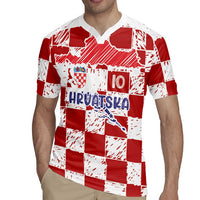 Custom Hrvatska National Football Rugby Jersey Checkerboard Sketch Style