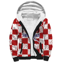 Custom Hrvatska National Football Sherpa Hoodie Checkerboard Sketch Style