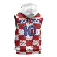Custom Hrvatska National Football Sleeveless Hoodie Checkerboard Sketch Style