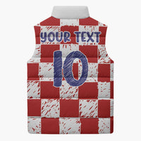 Custom Hrvatska National Football Sleeveless Puffer Jacket Checkerboard Sketch Style