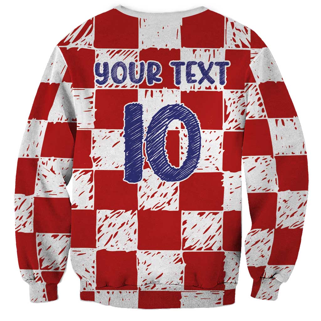 Custom Hrvatska National Football Sweatshirt Checkerboard Sketch Style