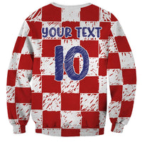 Custom Hrvatska National Football Sweatshirt Checkerboard Sketch Style