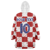 Custom Hrvatska National Football Wearable Blanket Hoodie Checkerboard Sketch Style