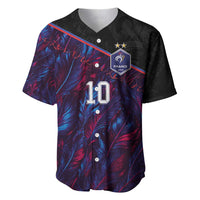 Custom France National Football Baseball Jersey Les Bleus Feather Pattern Abstract Fleur-De-Lis Art