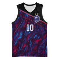 Custom France National Football Basketball Jersey Les Bleus Feather Pattern Abstract Fleur-De-Lis Art