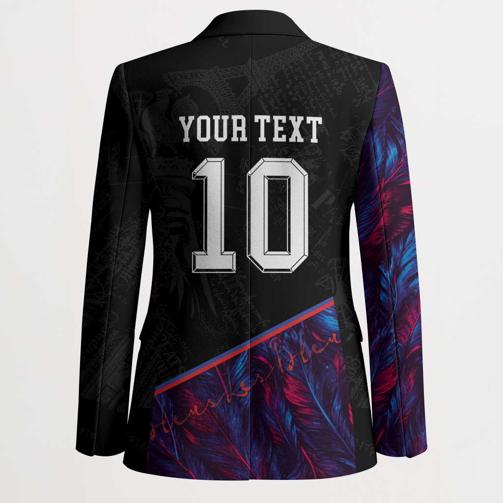Custom France National Football Blazer Les Bleus Feather Pattern Abstract Fleur-De-Lis Art