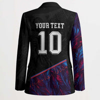 Custom France National Football Blazer Les Bleus Feather Pattern Abstract Fleur-De-Lis Art