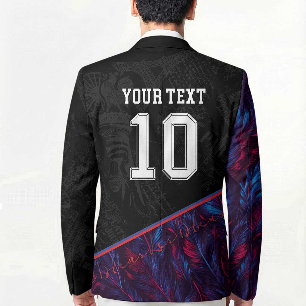 Custom France National Football Blazer Les Bleus Feather Pattern Abstract Fleur-De-Lis Art