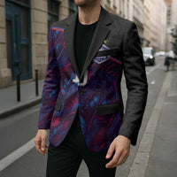 Custom France National Football Blazer Les Bleus Feather Pattern Abstract Fleur-De-Lis Art