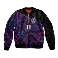 Custom France National Football Bomber Jacket Les Bleus Feather Pattern Abstract Fleur-De-Lis Art