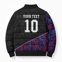 Custom France National Football Bomber Puffer Jacket Les Bleus Feather Pattern Abstract Fleur-De-Lis Art