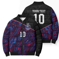 Custom France National Football Bomber Puffer Jacket Les Bleus Feather Pattern Abstract Fleur-De-Lis Art