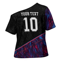 Custom France National Football Cross Shoulder Shirt Les Bleus Feather Pattern Abstract Fleur-De-Lis Art