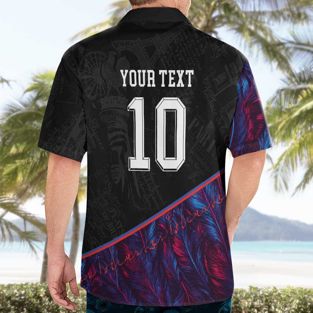 Custom France National Football Hawaiian Shirt Les Bleus Feather Pattern Abstract Fleur-De-Lis Art