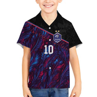 Custom France National Football Hawaiian Shirt Les Bleus Feather Pattern Abstract Fleur-De-Lis Art