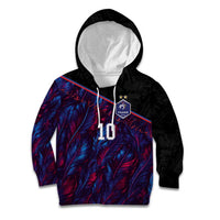 Custom France National Football Kid Hoodie Les Bleus Feather Pattern Abstract Fleur-De-Lis Art