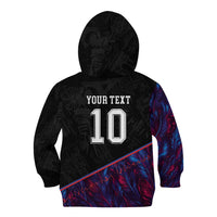 Custom France National Football Kid Hoodie Les Bleus Feather Pattern Abstract Fleur-De-Lis Art