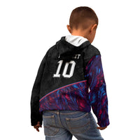 Custom France National Football Kid Hoodie Les Bleus Feather Pattern Abstract Fleur-De-Lis Art