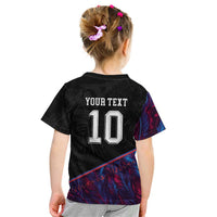Custom France National Football Kid T Shirt Les Bleus Feather Pattern Abstract Fleur-De-Lis Art